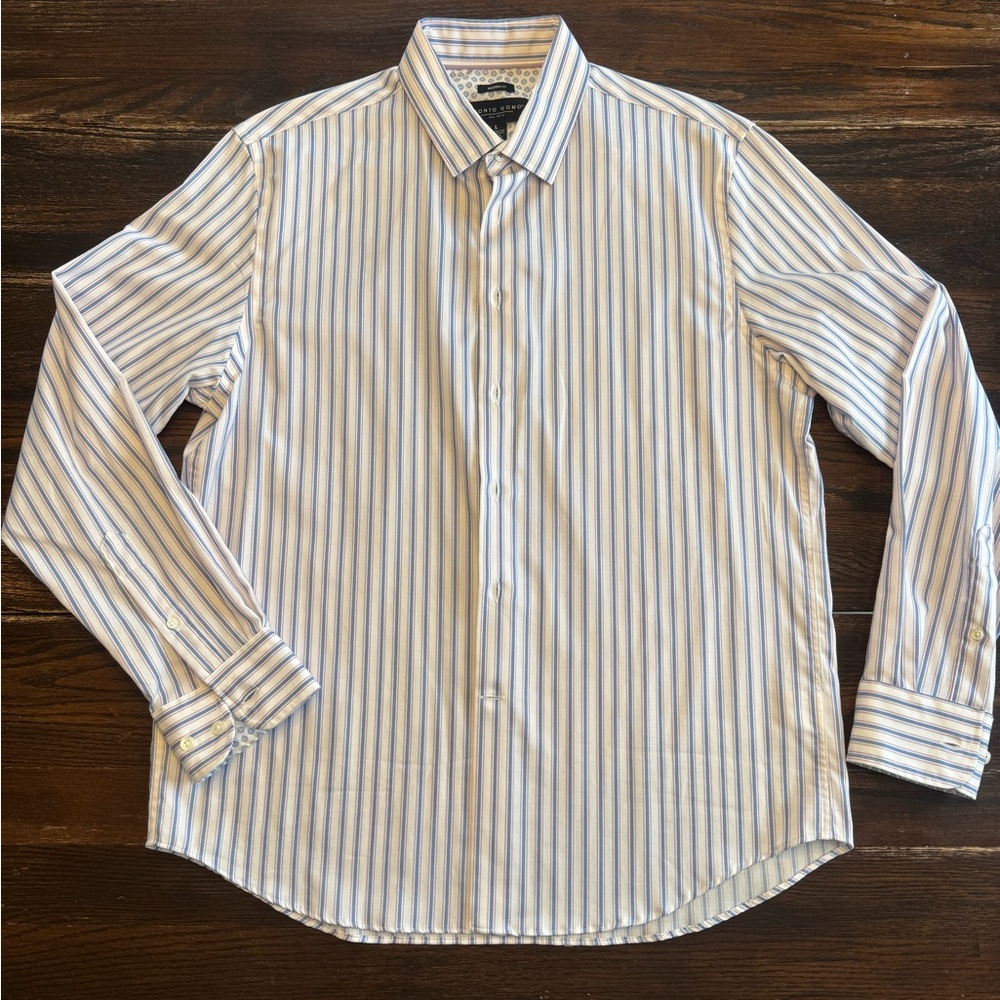Pronto Uomo Modern Fit Blue Stripe Button Down Shirt Men’s L